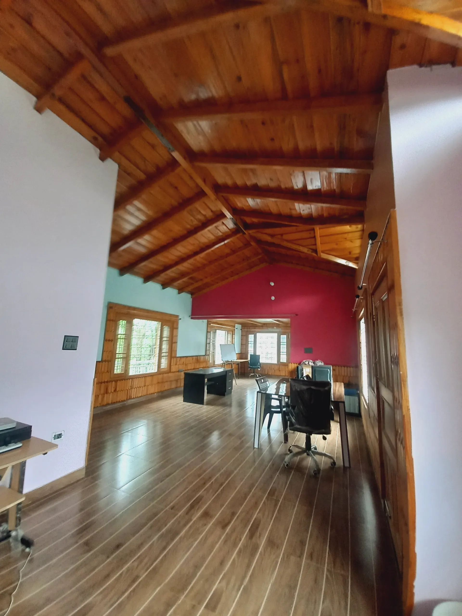 Cozy interior with wooden furnishings